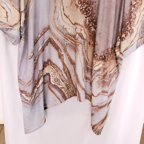 Woman Crystal Rock Print Tie Dye Relaxed Lightweight Blouse Plus Size XXL - Picture 3 of 11